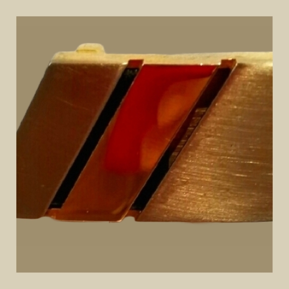 Vintage Morris Moskowitz Leather Belt w/ Silver & Gold Two Tone Belt Buckle - Picture 3 of 8